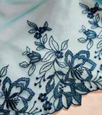 Teal Green Floral Tulle Net Lace No 914b