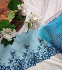 Teal Green Floral Tulle Net Lace No 914a