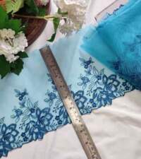 Teal Green Floral Tulle Net Lace No 914c