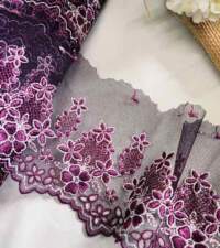 Wine Cutwork Tulle Border Net Lace No 915a