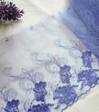 Lavendar Floral Embroidery Tulle Net Lace No 909b