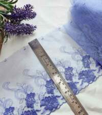 Lavendar Floral Embroidery Tulle Net Lace No 909c