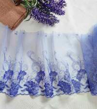 Lavendar Floral Embroidery Tulle Net Lace No 909a