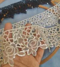 Cutwork Organza Rose With Sequins Lace No 101a