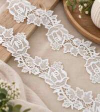 Floral Cutwork With Cord Outline Guipure Lace No 128