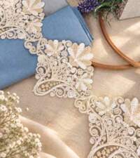Floral Vase Design Corded Embroidery Lace No 129