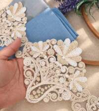 Floral Vase Design Corded Embroidery Lace No 129a