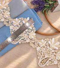Floral Vase Design Corded Embroidery Lace No 129b